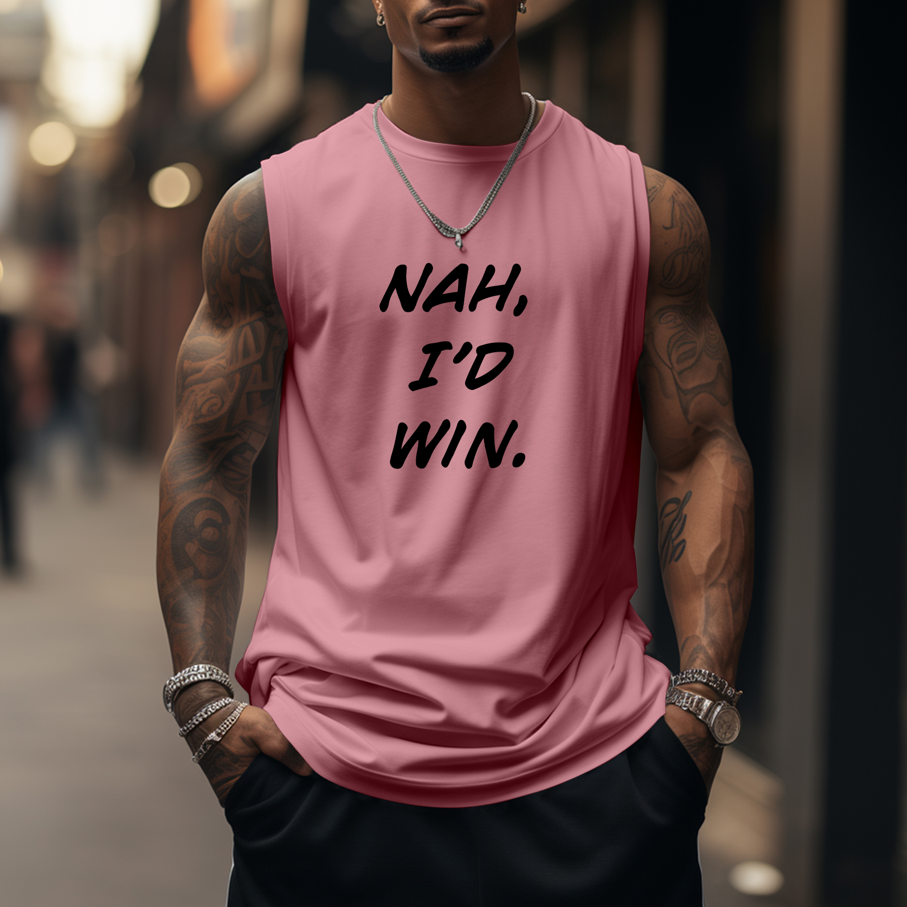 Oversized Lettering Print Sports Tank Top