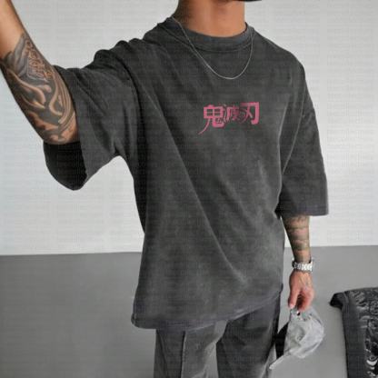 Unisex Anime Inspired Vintage Washed T-Shirt丨Demon Slayer