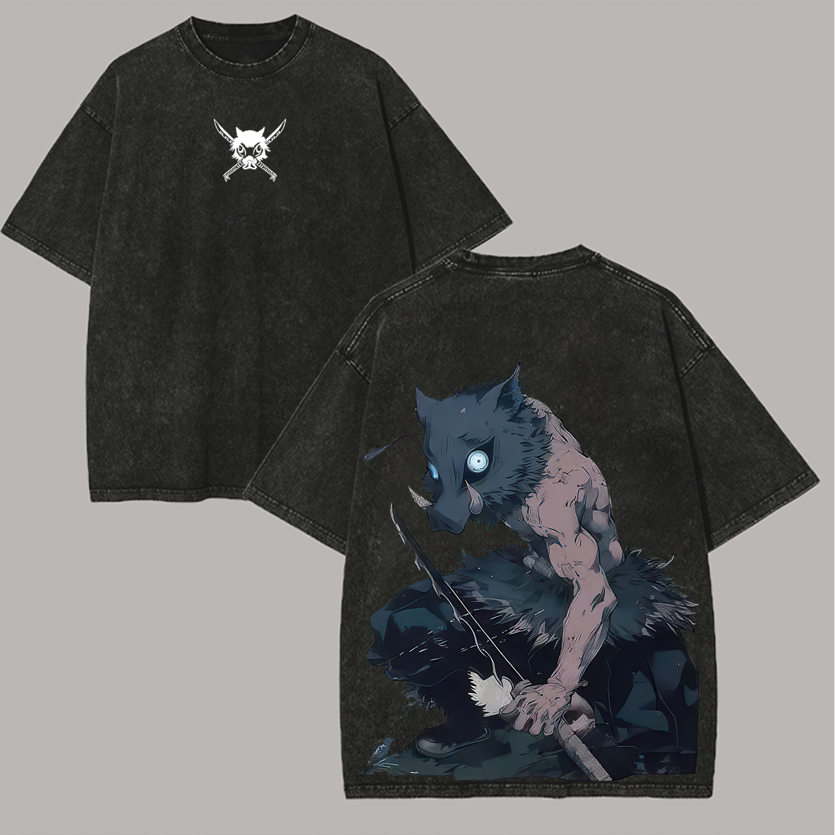 Hashibira Inosuke Printed Unisex Washed 3D Direct Injection T-Shirt