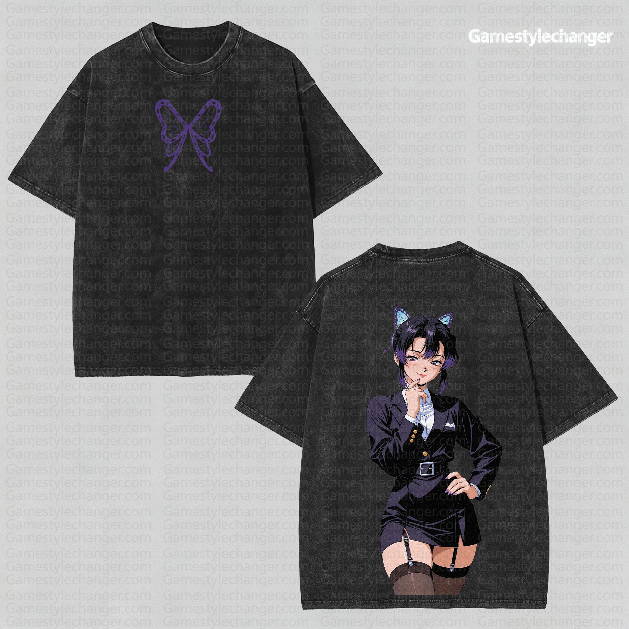 Unisex Anime Style Vintage Washed T-Shirt