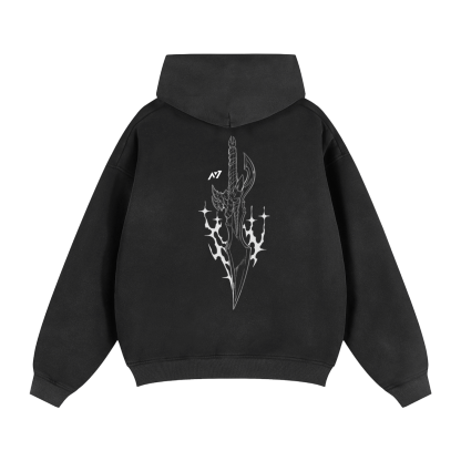 Kasaka's Venom Fang Streetwear Washed Zipped Hoodie