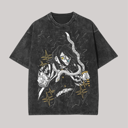 Obanai Iguro Printed Unisex Washed 3D Direct Injection T-Shirt
