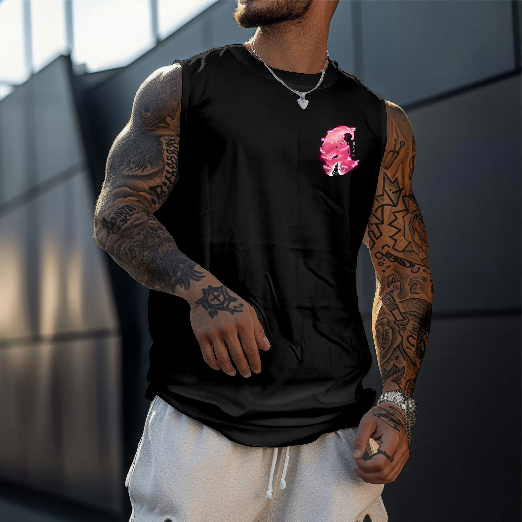 Unisex Oversized DBZ Buu Anime Print Tank Top