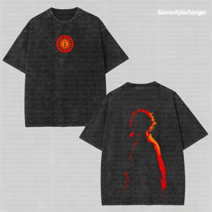 Unisex Anime Style Vintage Washed T-Shirt