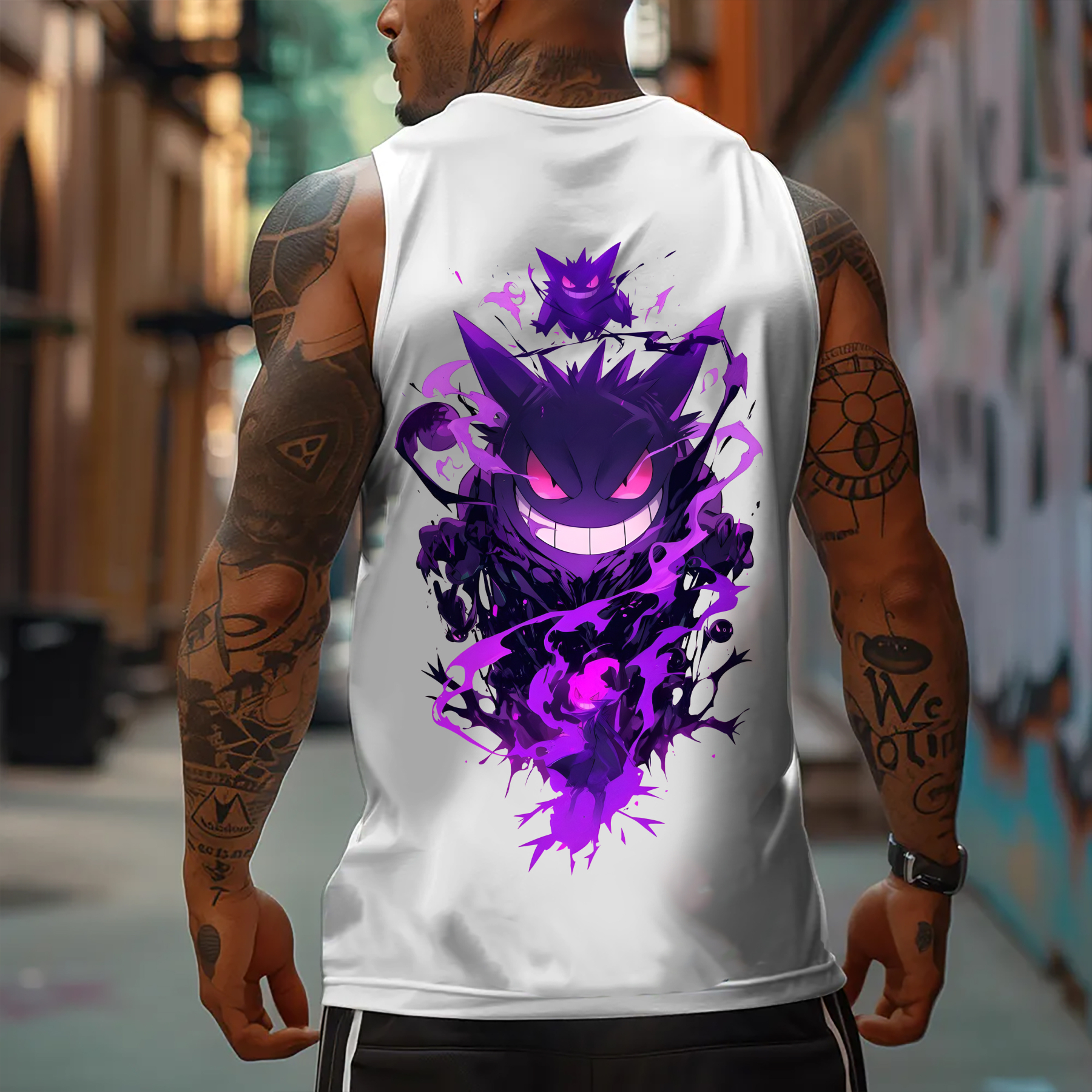 Oversized Anime Print Gym Tank Top