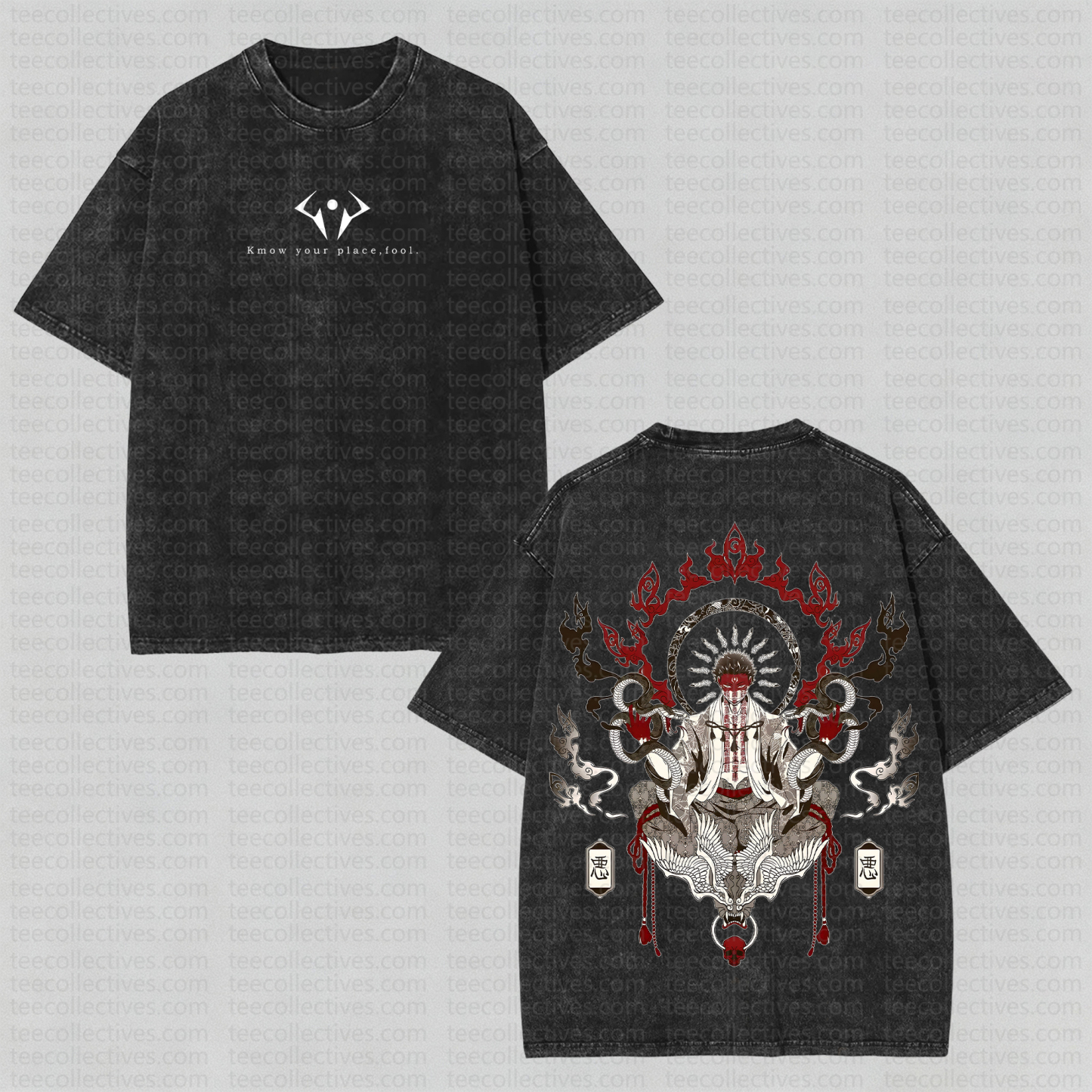 Unisex Anime Style Vintage Washed 3D Direct Injection T-Shirt