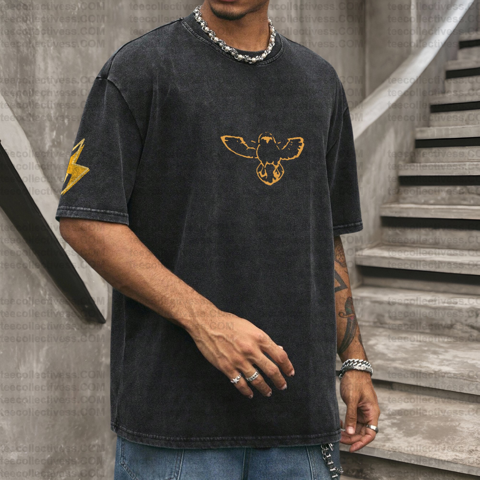 Vintage 3D Direct Inkjet Printed Washed Unisex T-Shirt