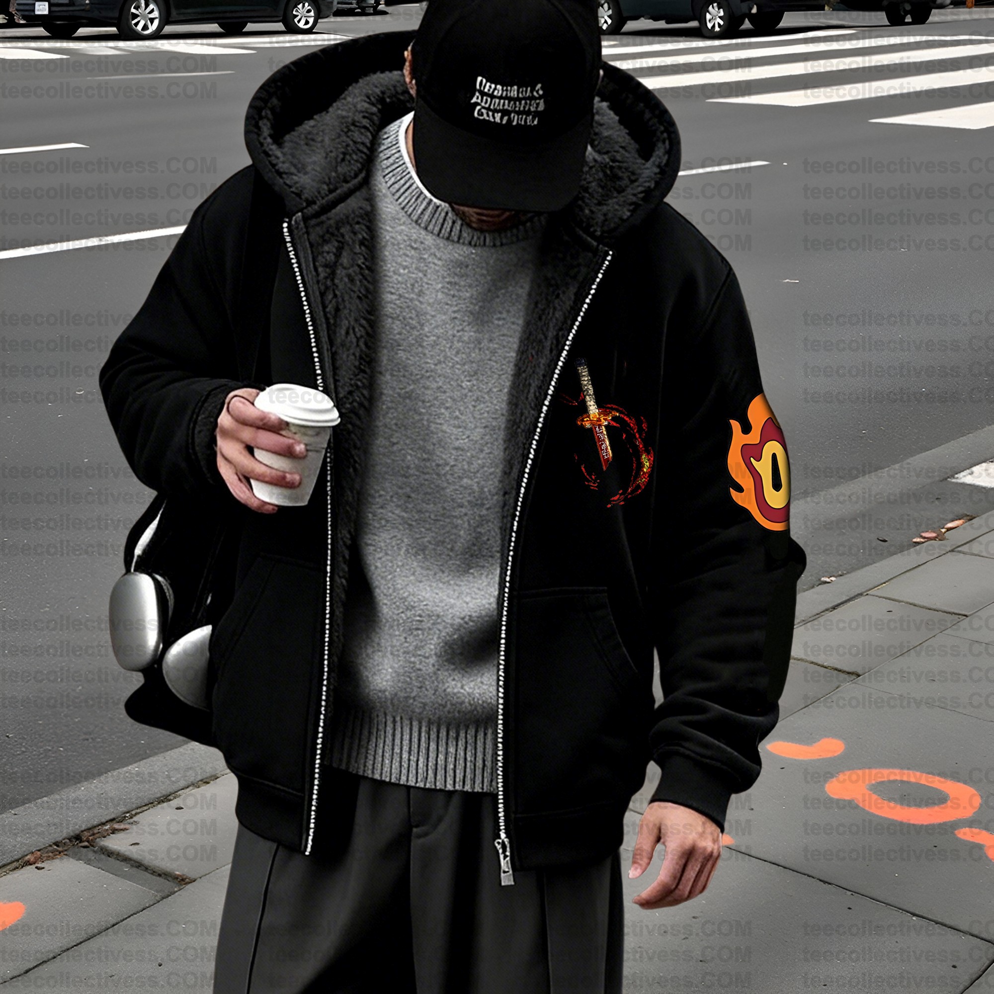 Unisex Graphic Streetwear Vintage Zipper Cardigan Plush Hoodie