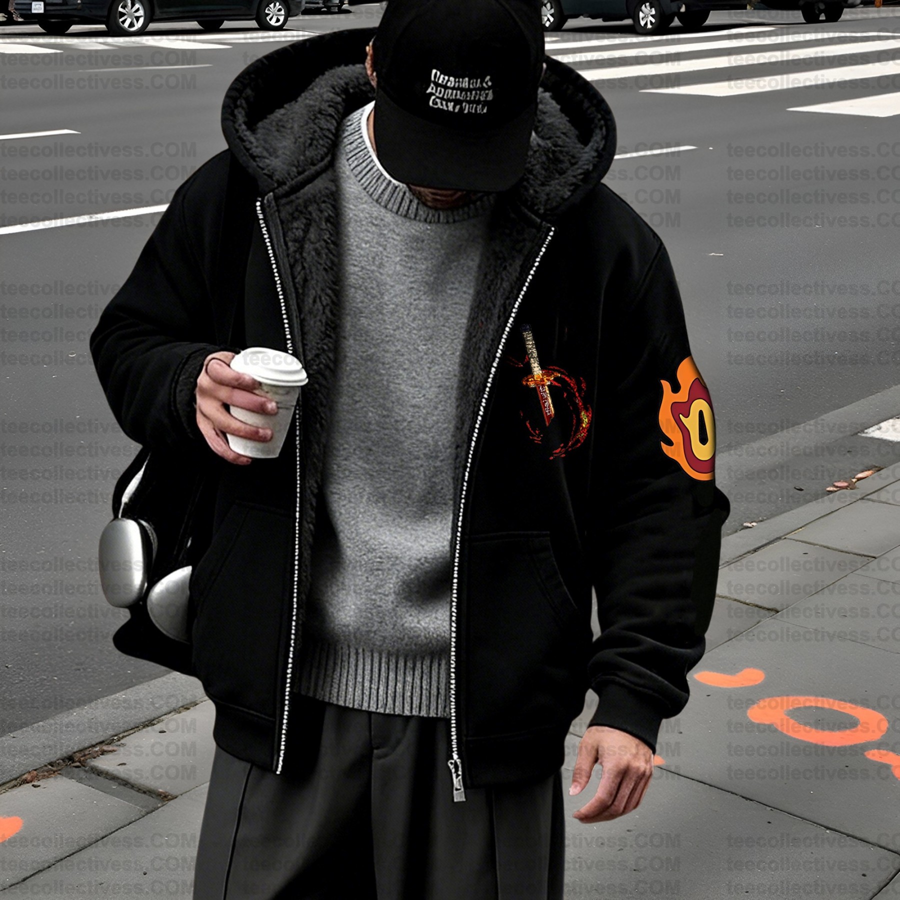 Unisex Graphic Streetwear Vintage Zipper Cardigan Plush Hoodie