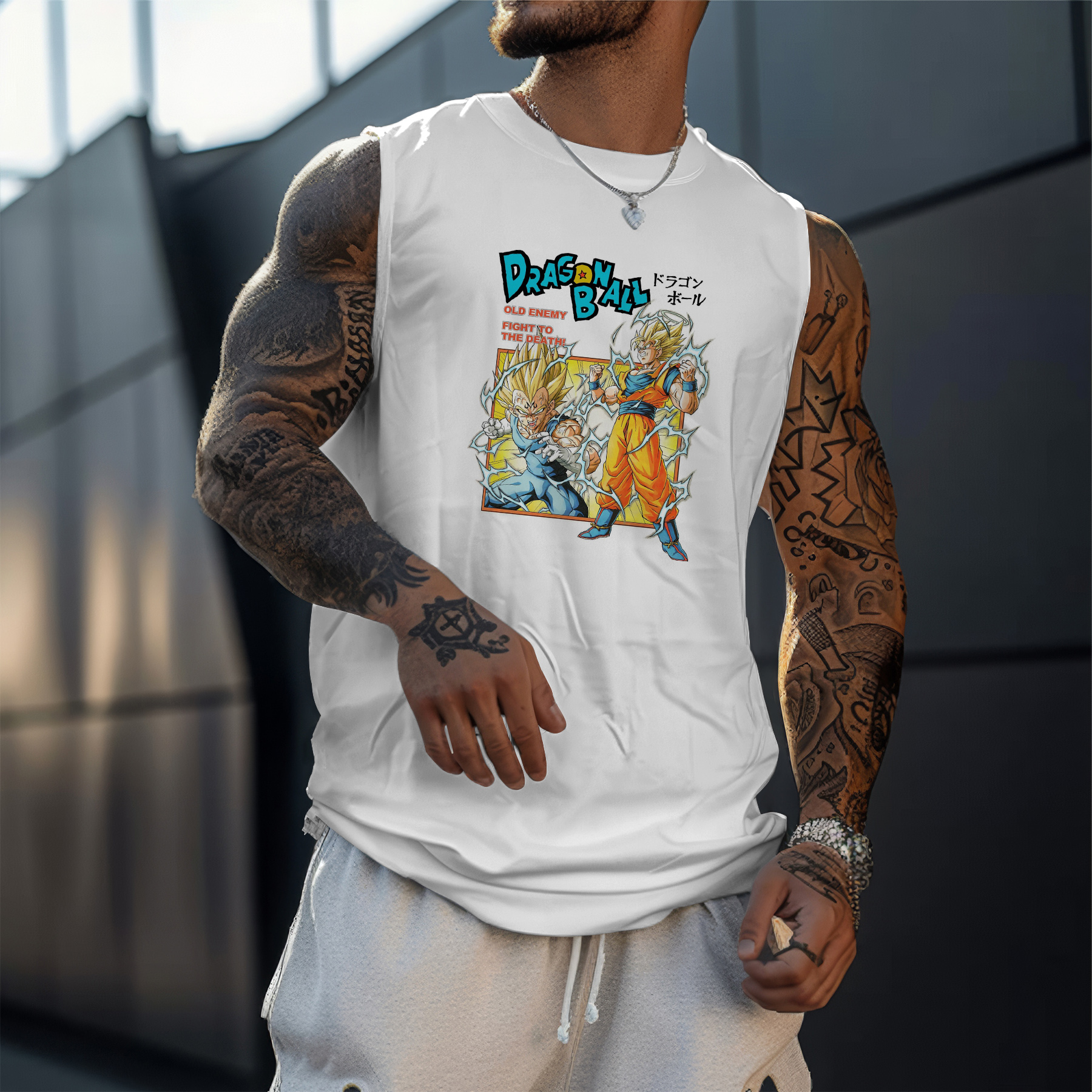 Oversize Dragon Ball Print Tank Top