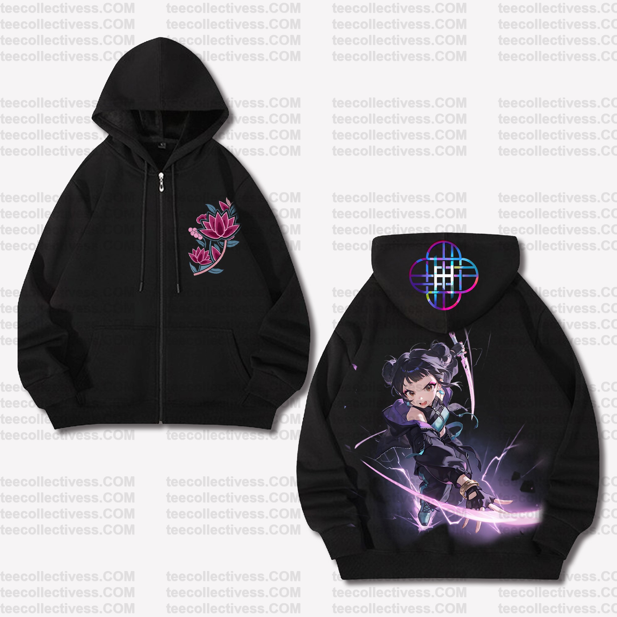 Unisex Graphic Streetwear Vintage Zipper Cardigan Plush Hoodie