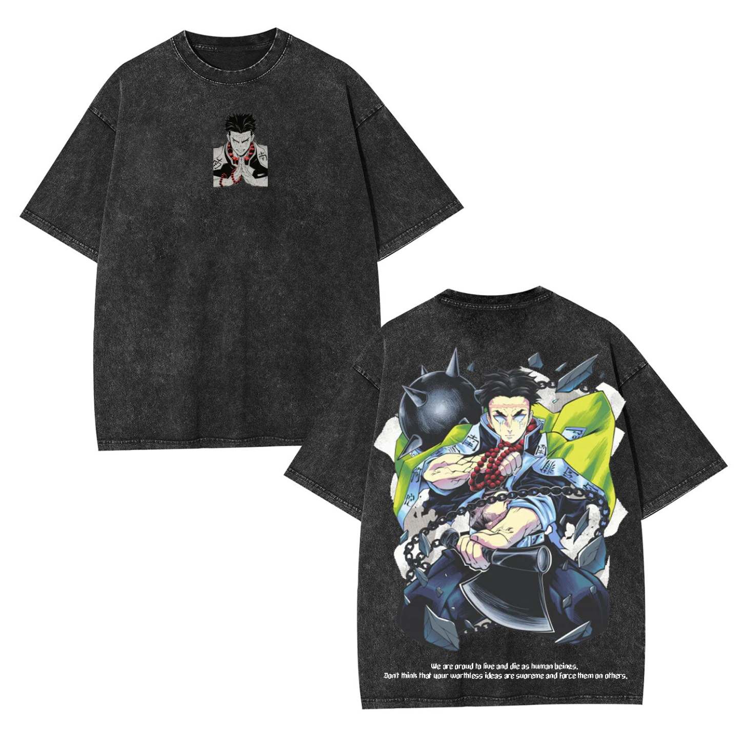 Unisex Anime Inspired Vintage Washed T-Shirt丨Demon Slayer