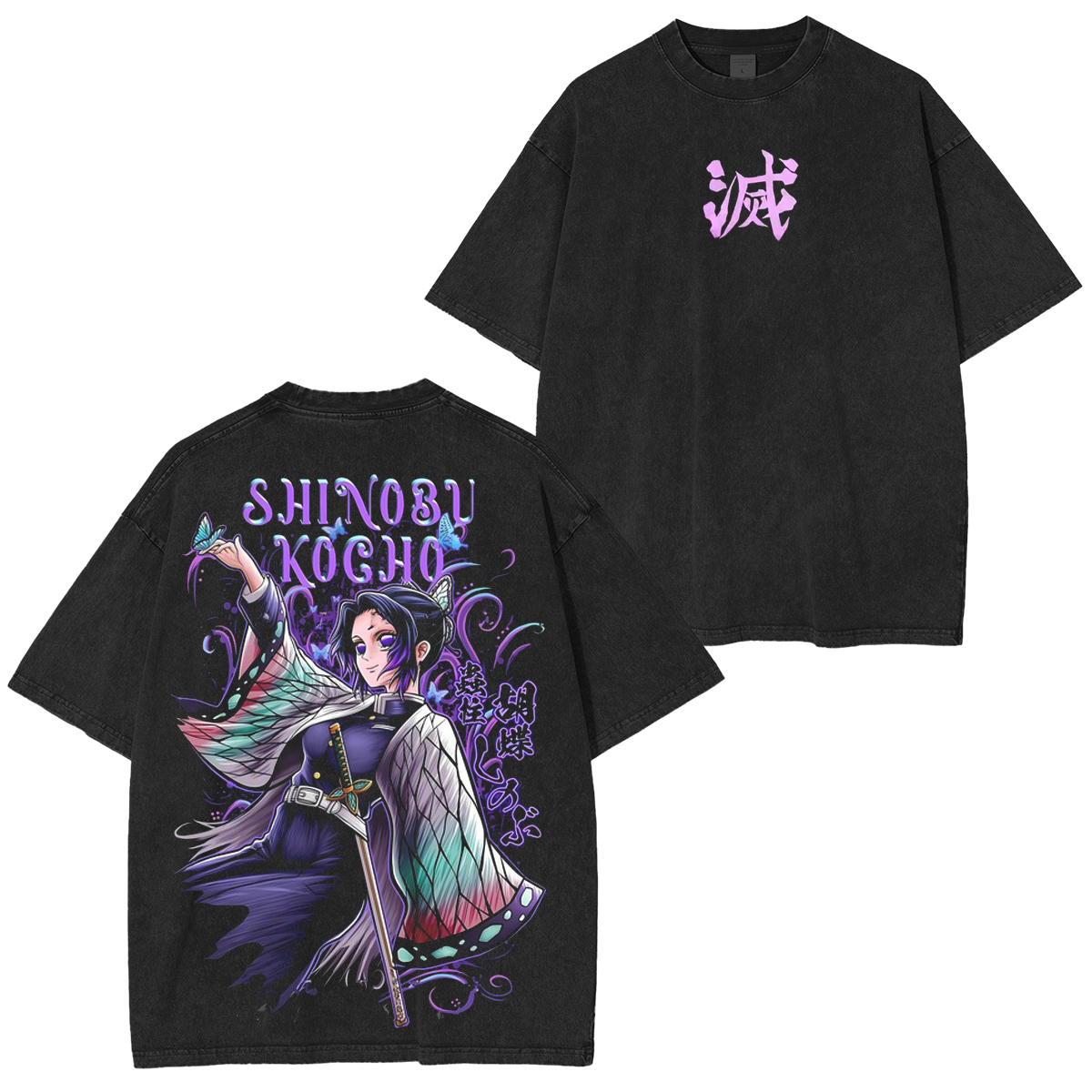 Kochou Shinobu ,Demon Slayer Anime Unisex Washed T-Shirt