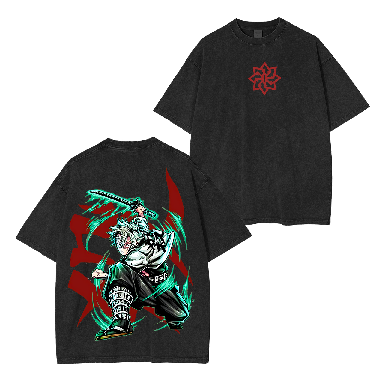 Unisex Anime Inspired Vintage Washed T-Shirt丨Demon Slayer