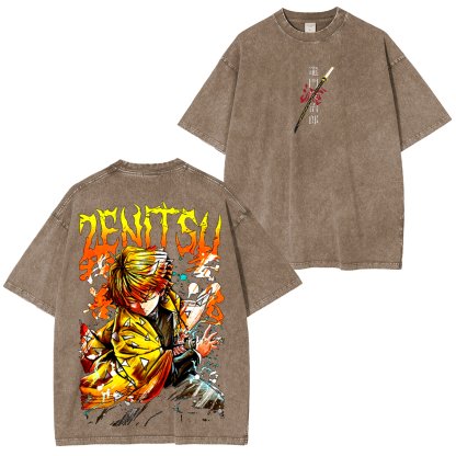 Unisex Anime Inspired Vintage Washed T-Shirt丨Demon Slayer