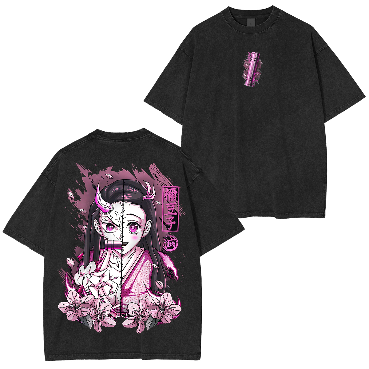 Nezuko Kamado, Demon Slayer Anime Unisex Washed T-Shirt