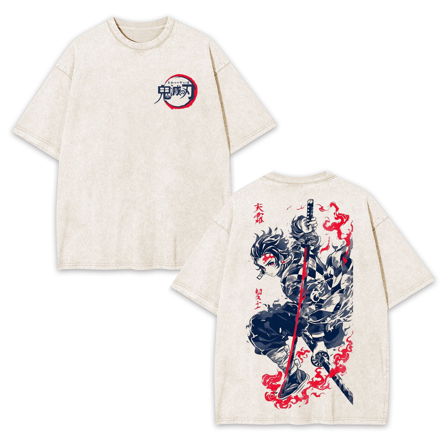 Unisex Anime Inspired Vintage Washed T-Shirt丨Demon Slayer