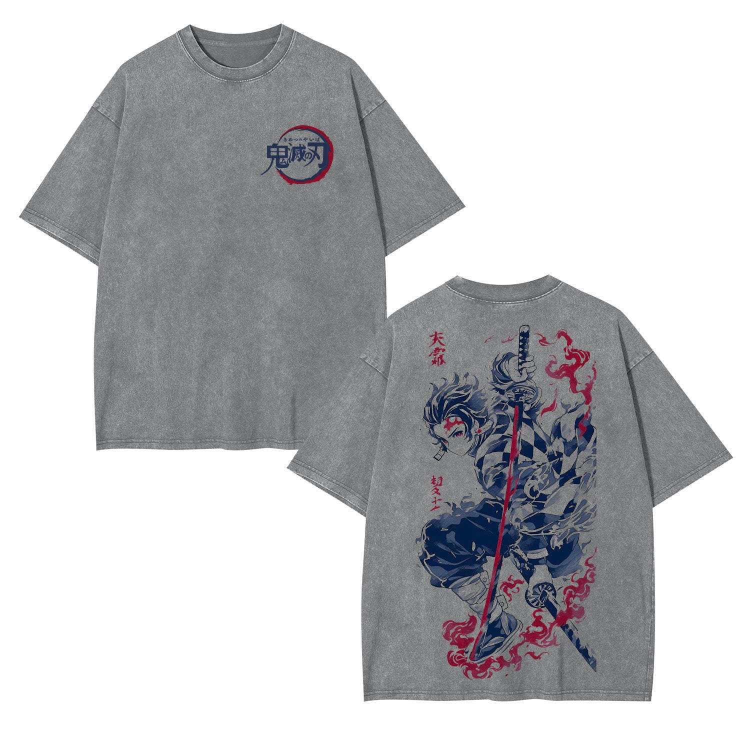 Unisex Anime Inspired Vintage Washed T-Shirt丨Demon Slayer