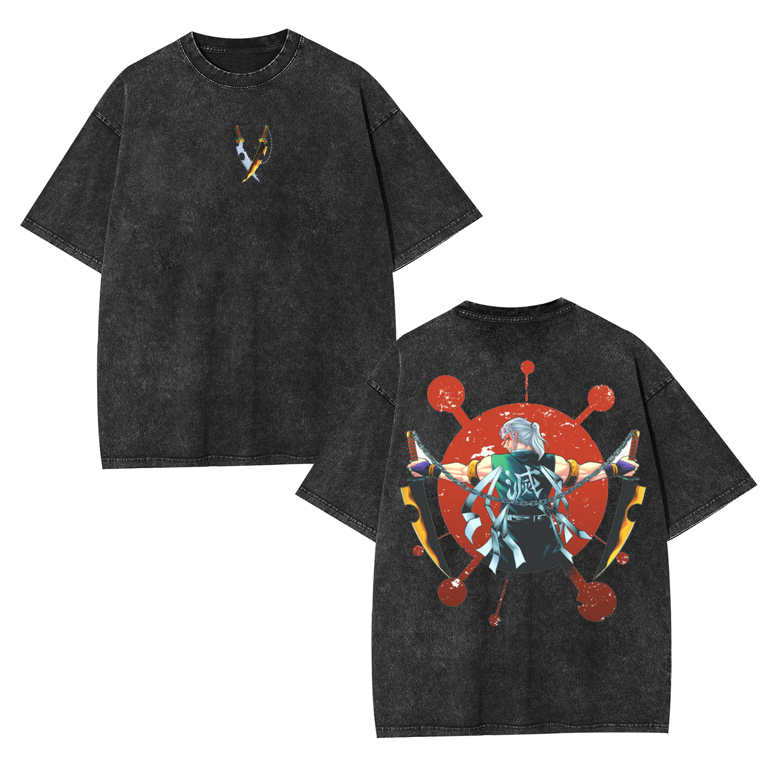 Unisex Anime Inspired Vintage Washed T-Shirt丨Demon Slayer