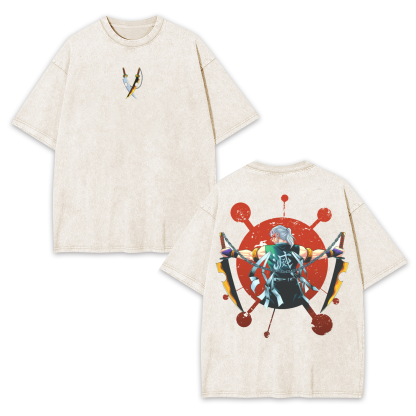 Unisex Anime Inspired Vintage Washed T-Shirt丨Demon Slayer