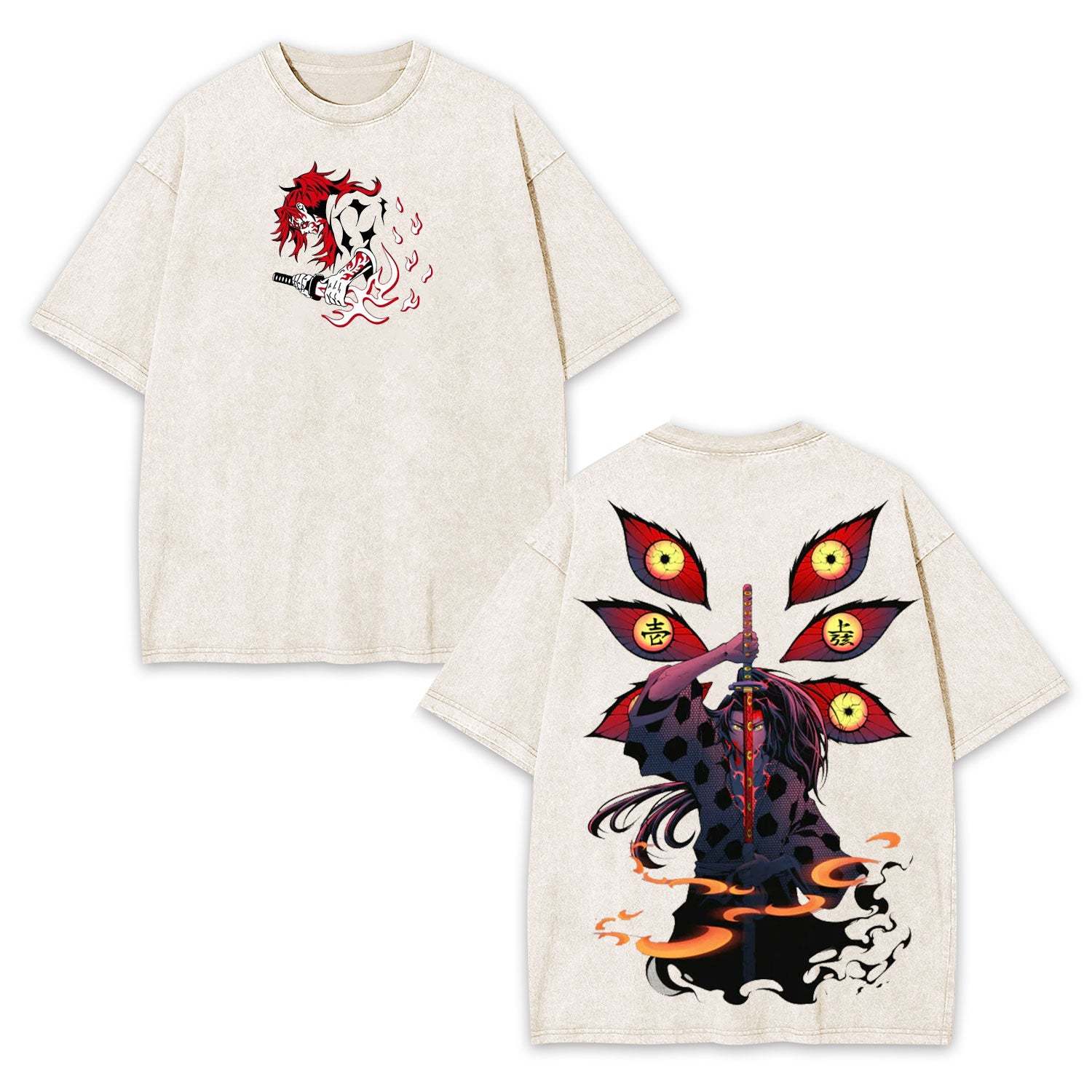 Unisex Anime Inspired Vintage Washed T-Shirt丨Demon Slayer