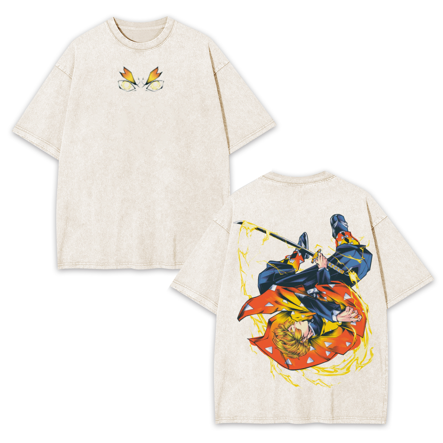 Unisex Anime Inspired Vintage Washed T-Shirt丨Demon Slayer