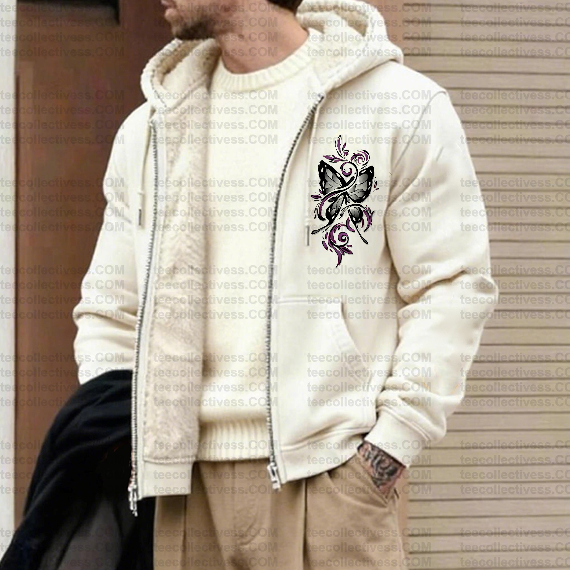 Unisex Graphic Streetwear Vintage Zipper Cardigan Plush Hoodie