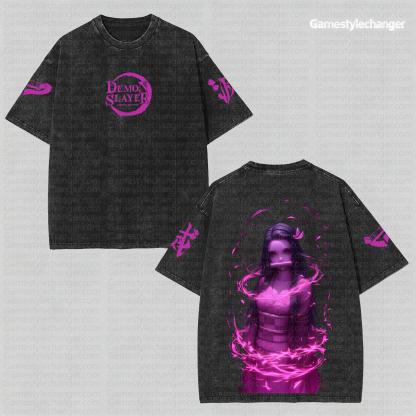 Unisex Anime Style Vintage Washed T-Shirt