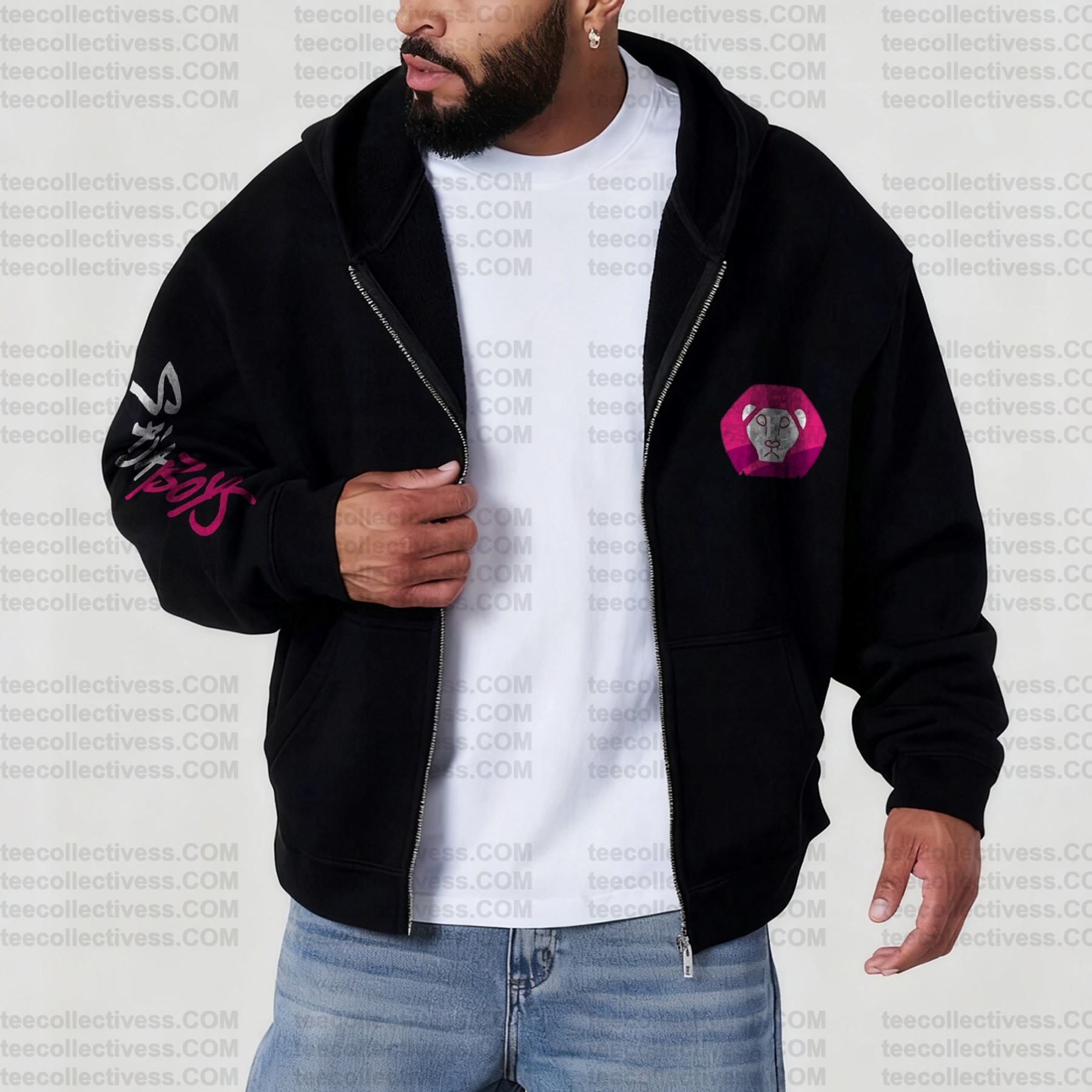 Unisex Graphic Streetwear Vintage Zipper Cardigan Plush Hoodie