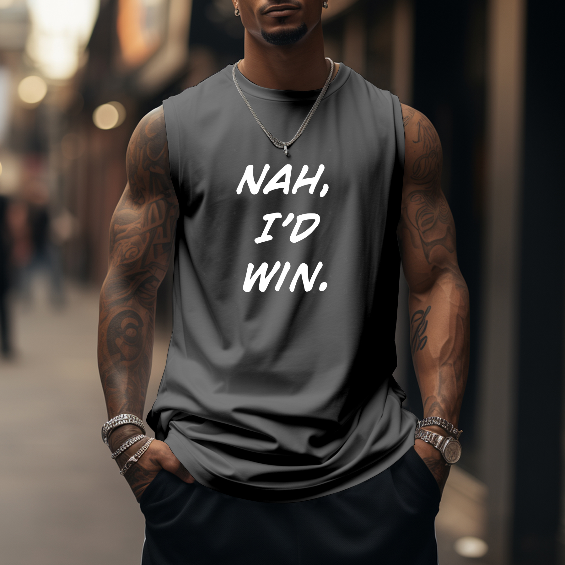 Oversized Lettering Print Sports Tank Top