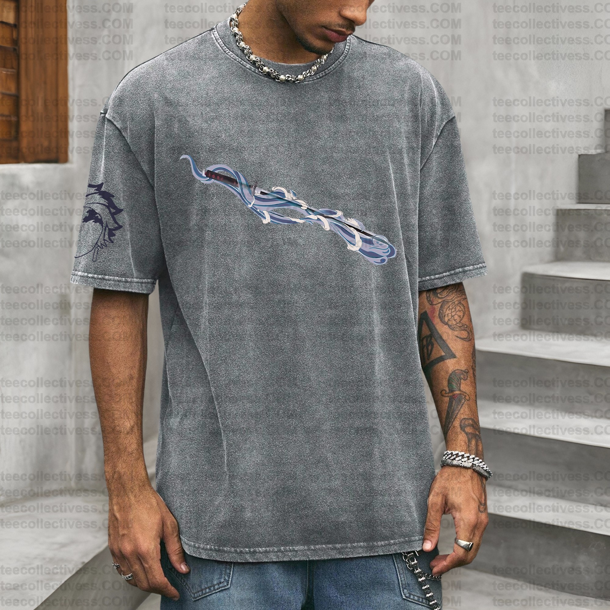 Vintage 3D Direct Inkjet Printed Washed Unisex T-Shirt