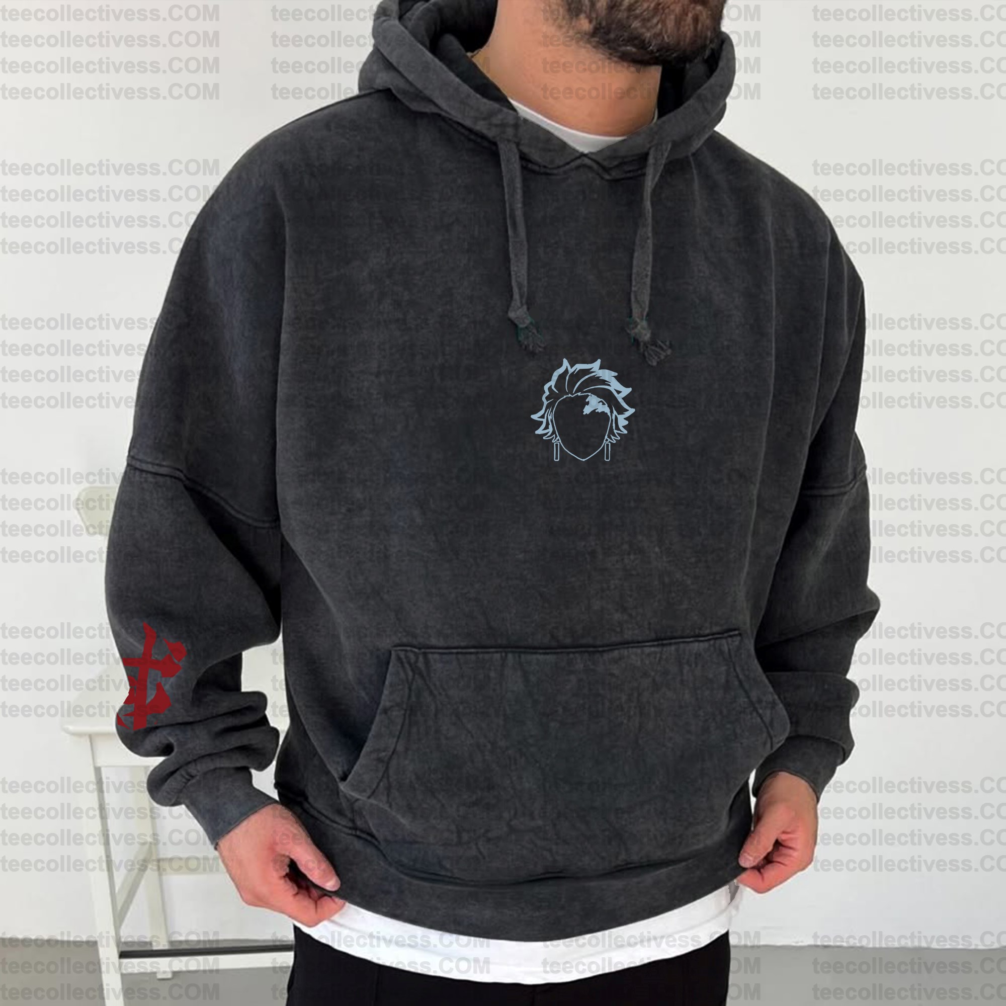 Vintage 3D Direct-Inkling Print Washed Unisex Hoodie
