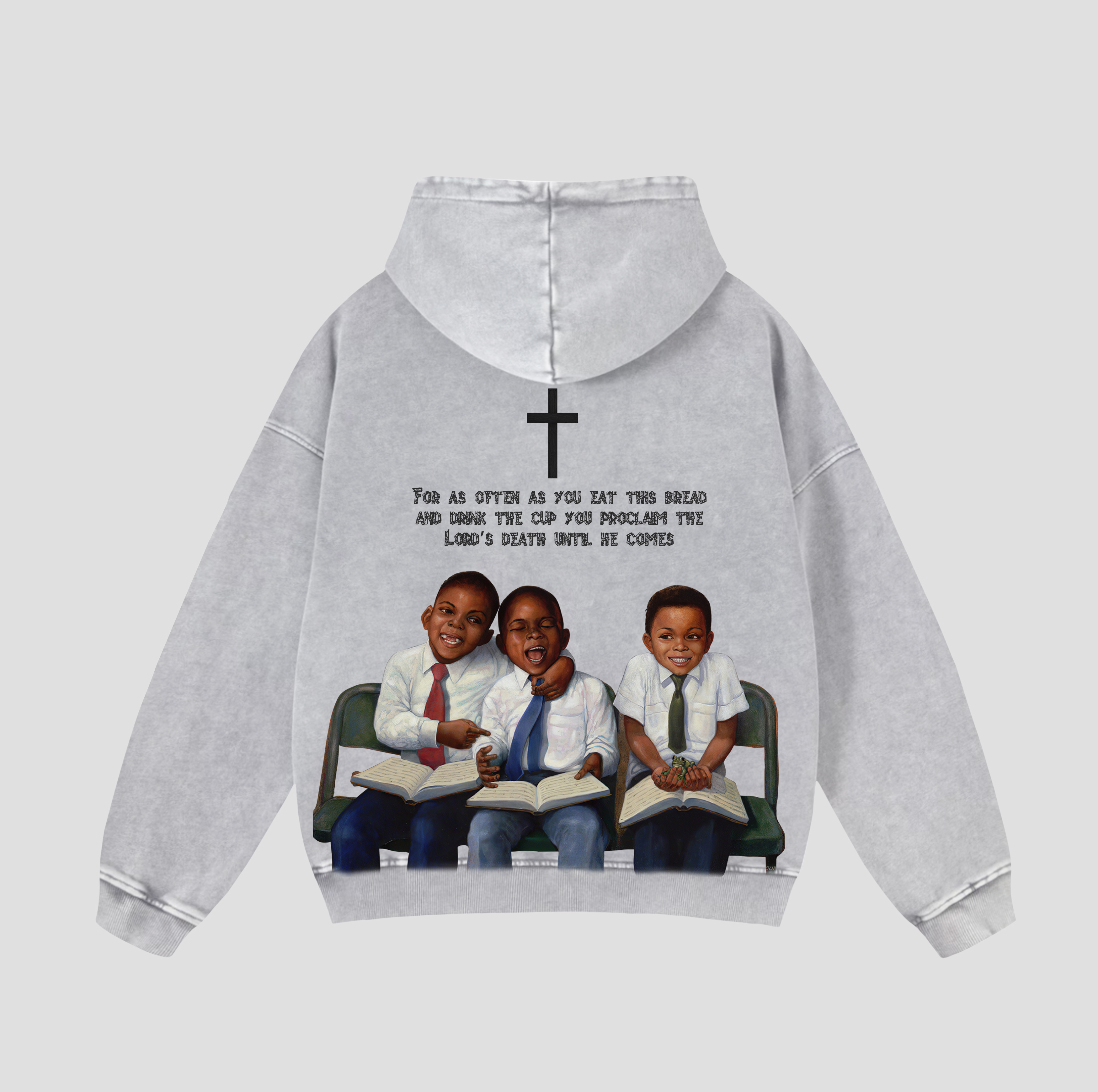 Vintage First Sunday Faith Graphic Acid Washed Oversized Hoodie