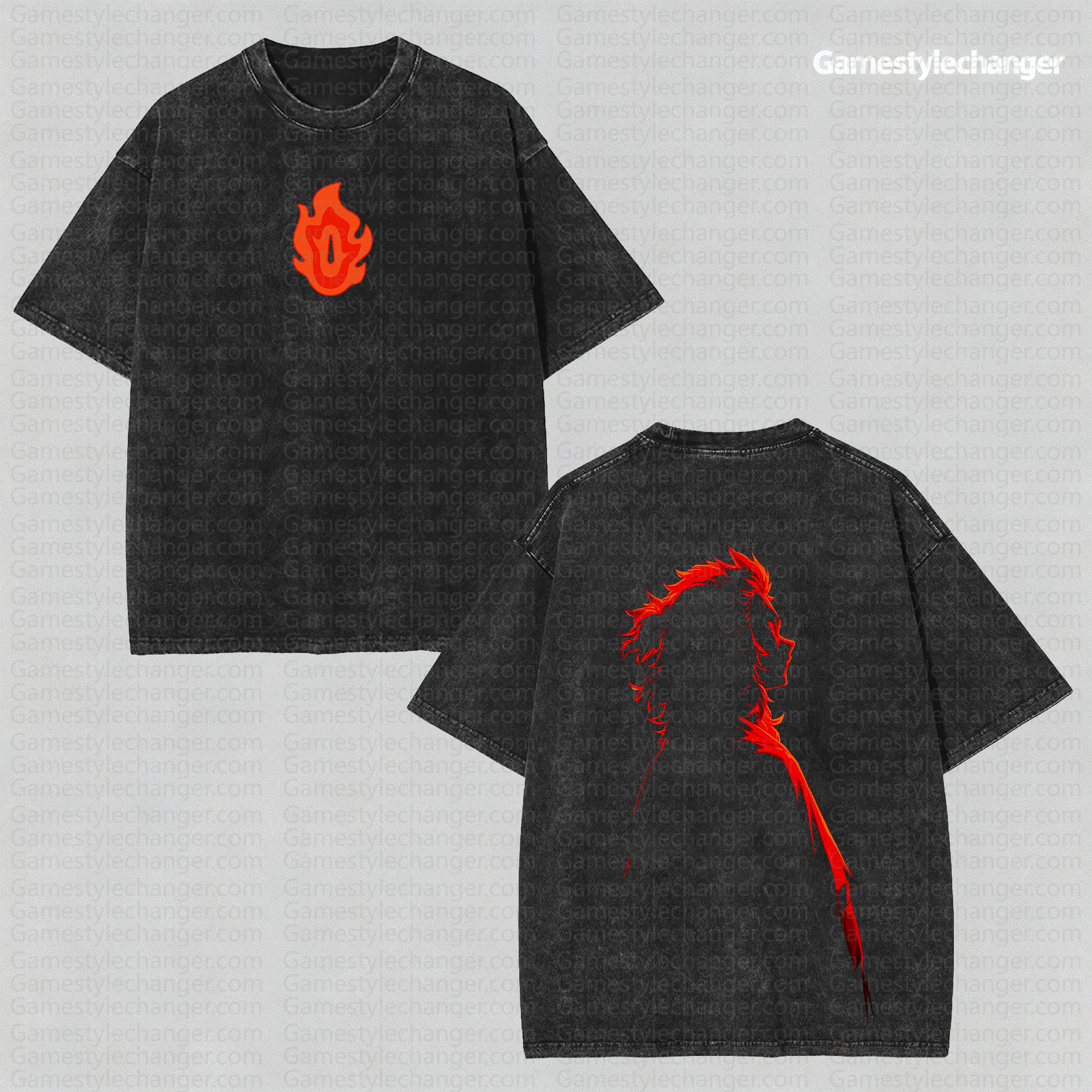 Unisex Anime Style Vintage Washed T-Shirt