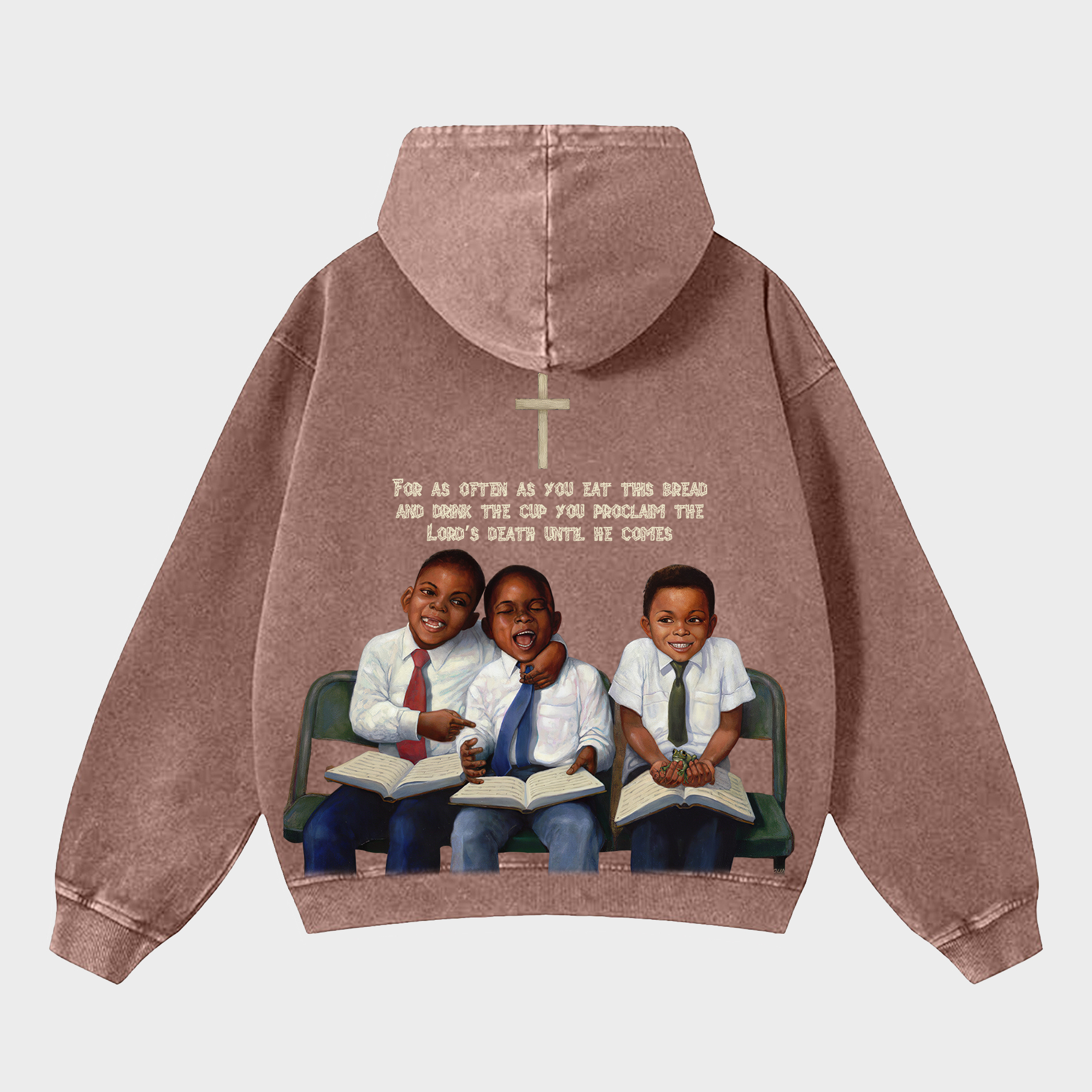 Vintage First Sunday Faith Graphic Acid Washed Oversized Hoodie