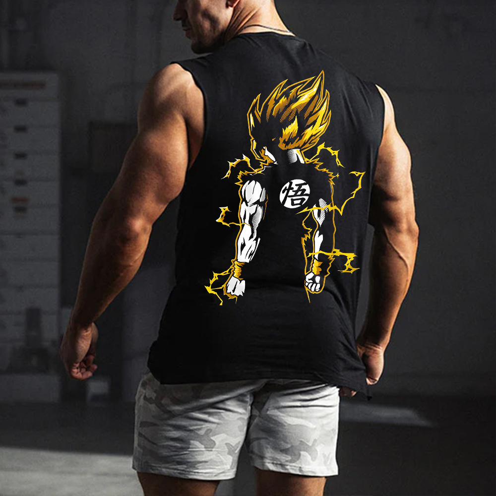 Oversize Dragon Ball Goku Print Tank Top