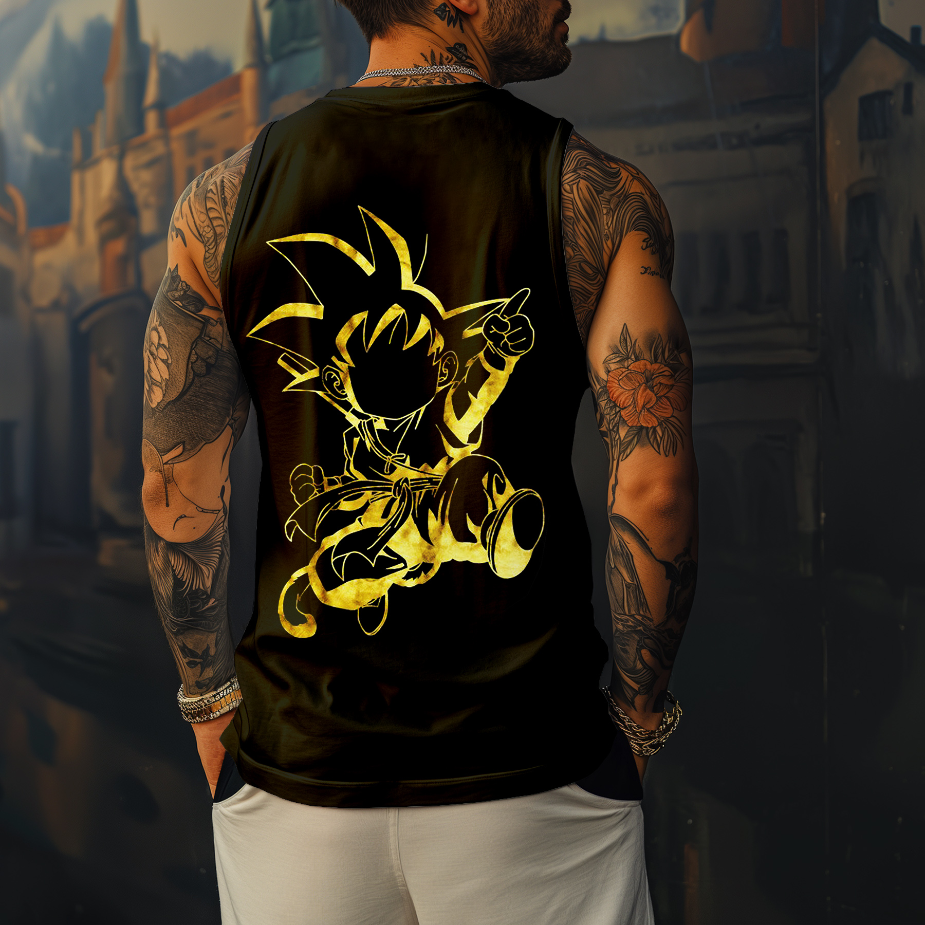 Oversize Dragon Ball Goku Print Tank Top