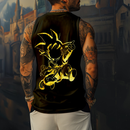 Oversize Dragon Ball Goku Print Tank Top
