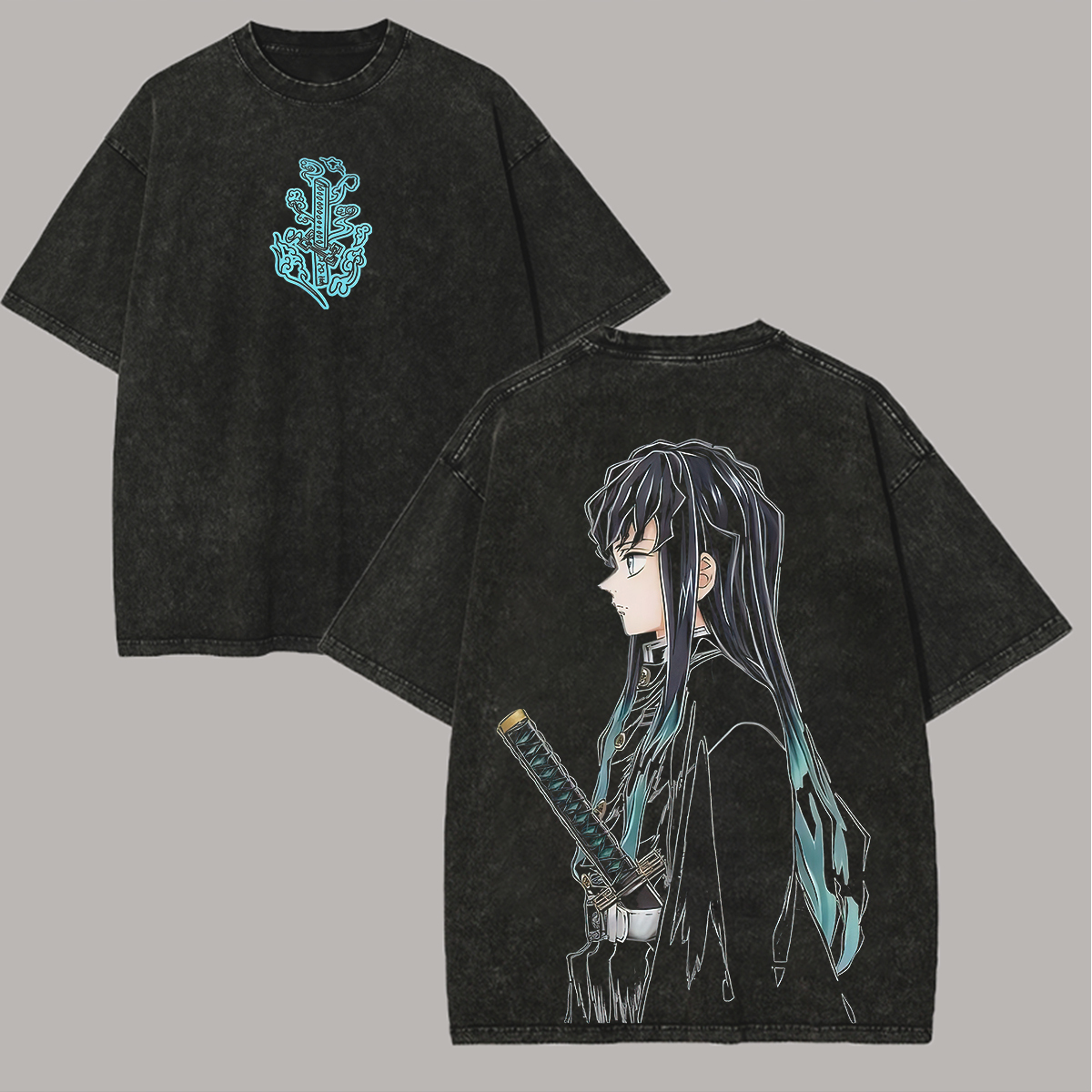 Demon Slayer Muichiro Tokito Printed Unisex Washed 3D Direct Injection T-Shirt