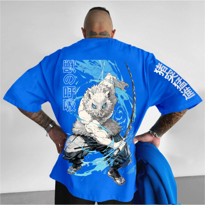 Unisex Anime Inspired Vintage T-Shirt丨Demon Slayer-Inosuke