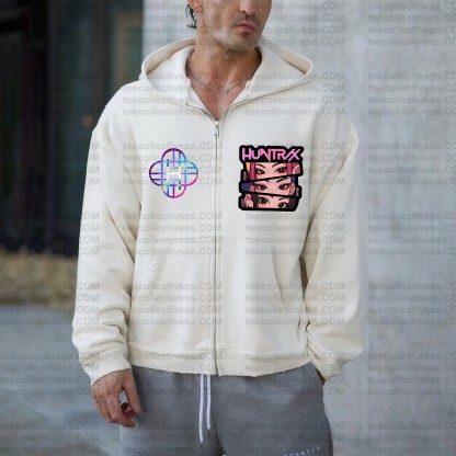 Unisex Graphic Streetwear Vintage Zipper Cardigan Plush Hoodie