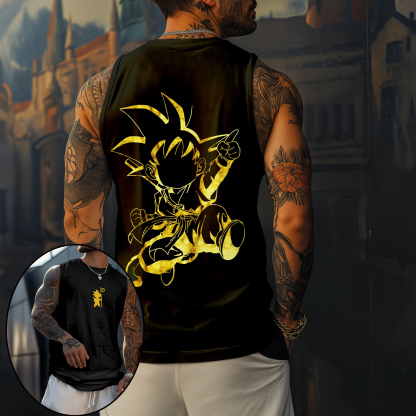 Oversize Dragon Ball Goku Print Tank Top