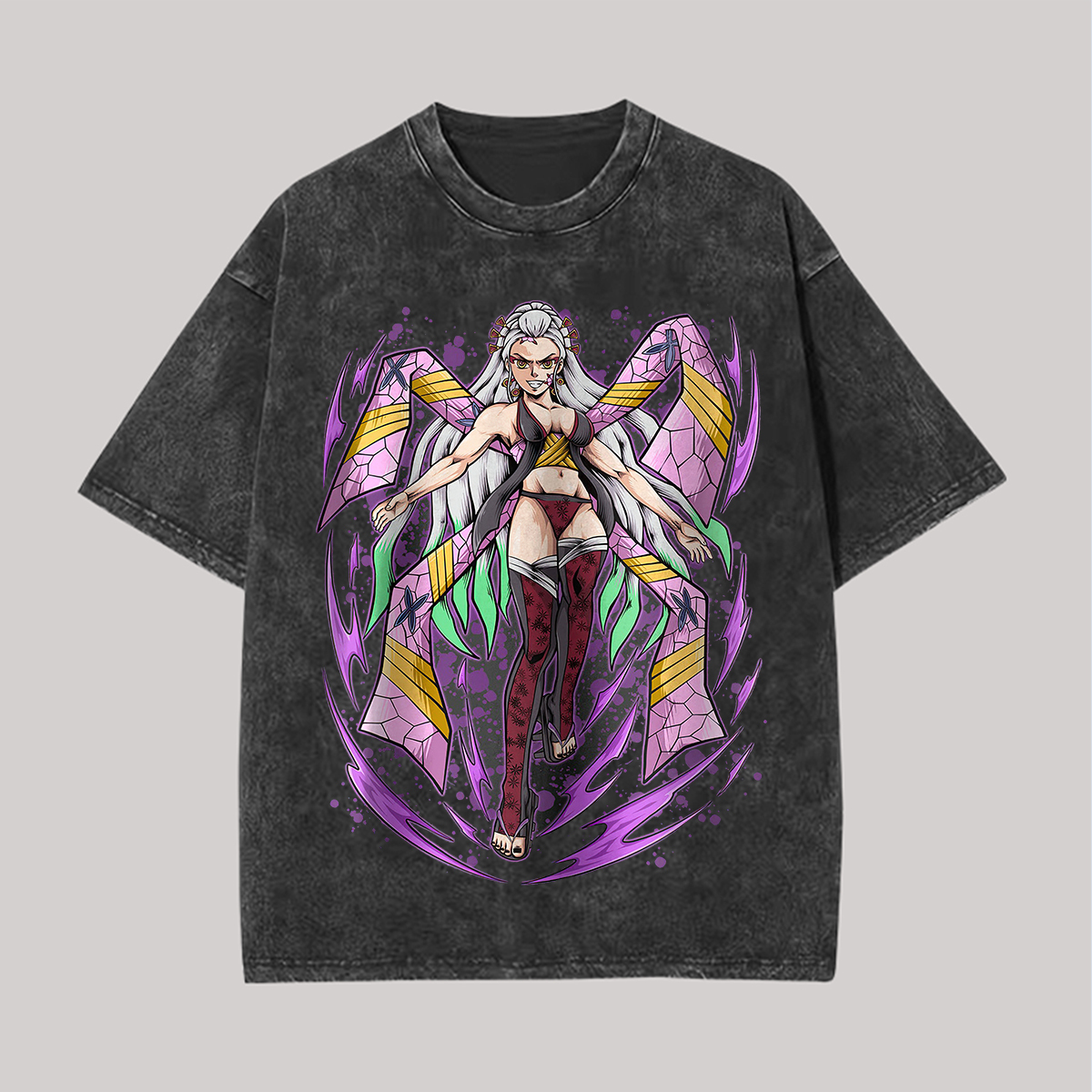 Demon Slayer Daki Printed Unisex Washed 3D Direct Injection T-Shirt