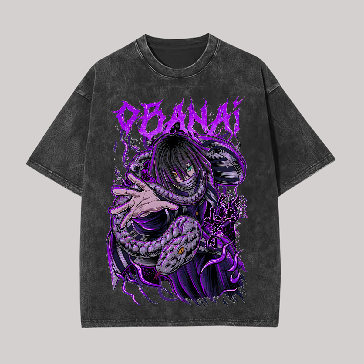 Obanai Iguro Printed Unisex Washed 3D Direct Injection T-Shirt