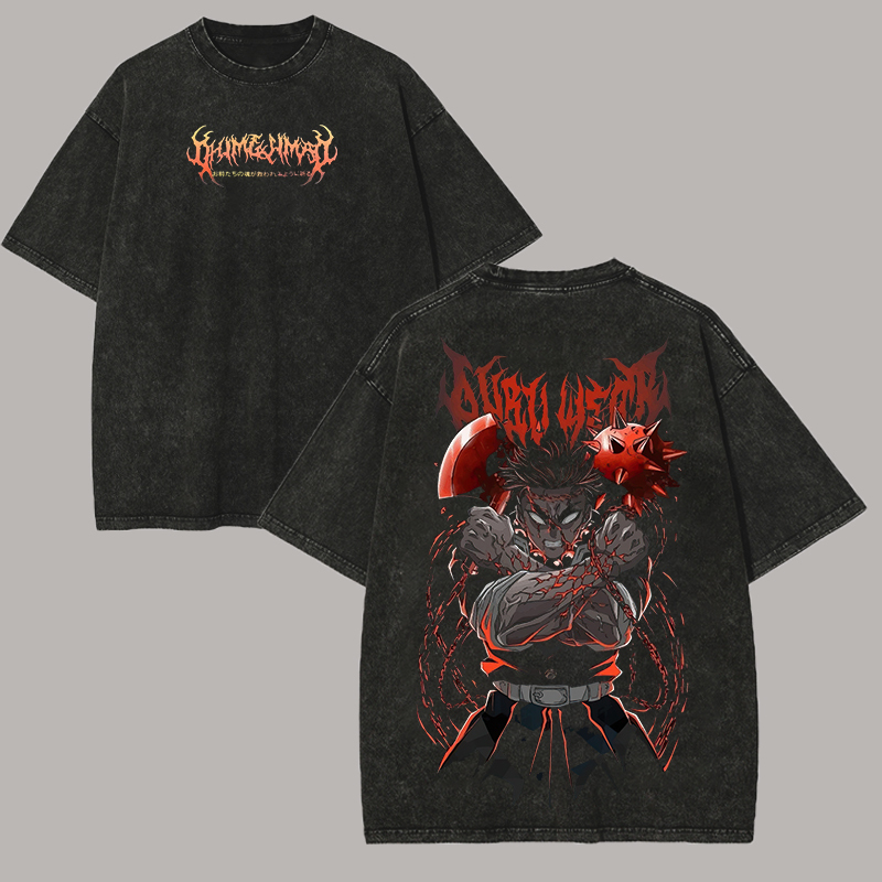 Demon Slayer Printed Unisex Washed 3D Direct Injection T-Shirt