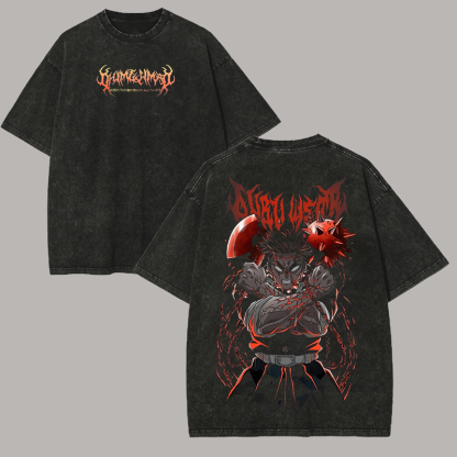 Demon Slayer Printed Unisex Washed 3D Direct Injection T-Shirt