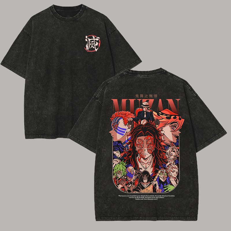 Demon Slayer Printed Unisex Washed 3D Direct Injection T-Shirt