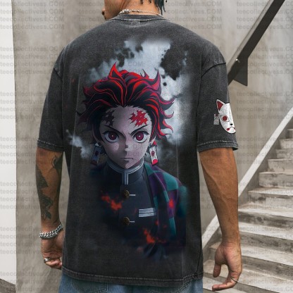 Vintage 3D Direct Inkjet Printed Washed Unisex T-Shirt