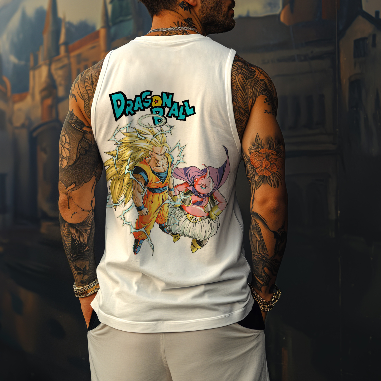Oversize Dragon Ball Print Tank Top