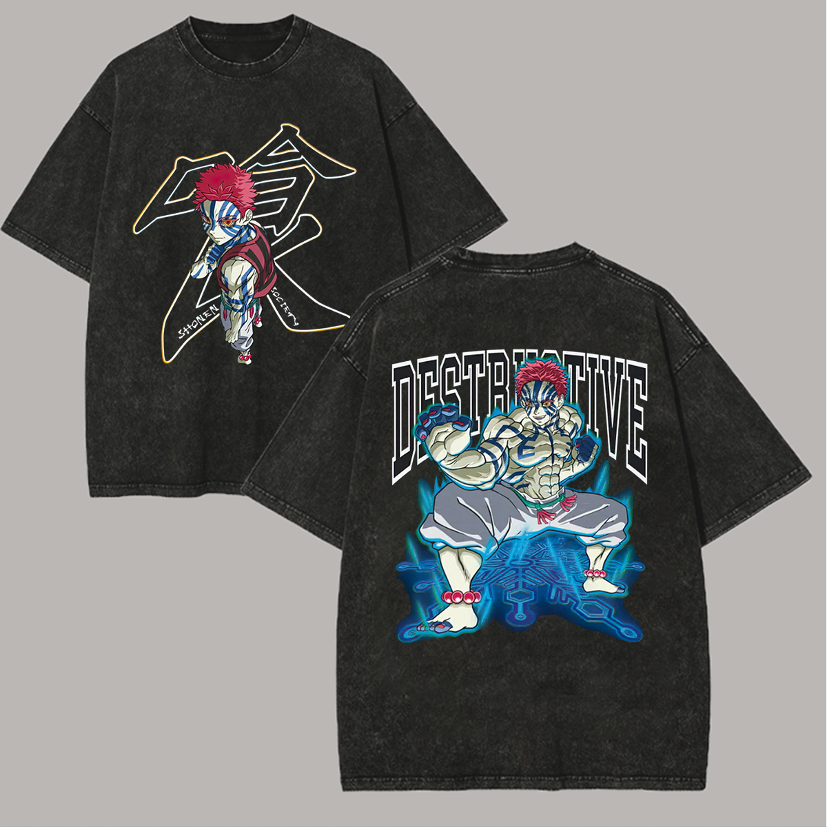 Demon Slayer Printed Unisex Washed 3D Direct Injection T-Shirt